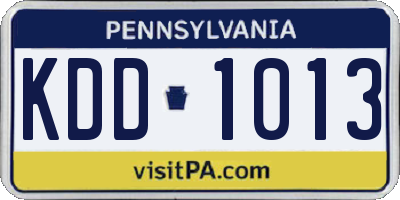 PA license plate KDD1013