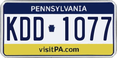PA license plate KDD1077