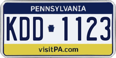PA license plate KDD1123