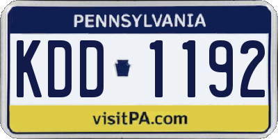 PA license plate KDD1192