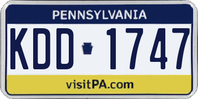 PA license plate KDD1747