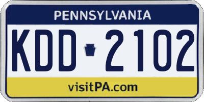 PA license plate KDD2102