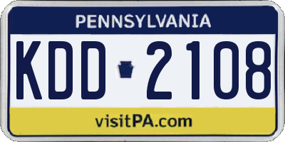 PA license plate KDD2108