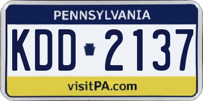 PA license plate KDD2137