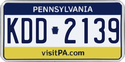 PA license plate KDD2139