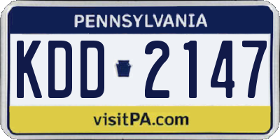 PA license plate KDD2147