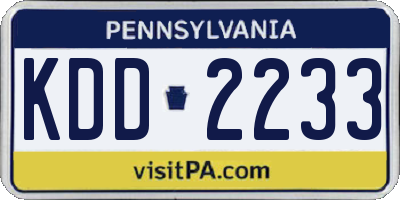 PA license plate KDD2233