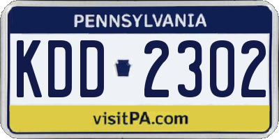 PA license plate KDD2302