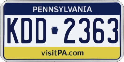 PA license plate KDD2363