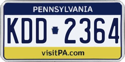 PA license plate KDD2364