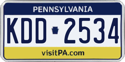 PA license plate KDD2534
