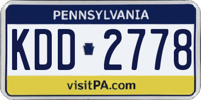 PA license plate KDD2778