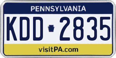 PA license plate KDD2835