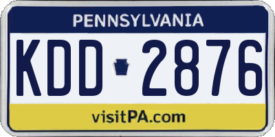 PA license plate KDD2876