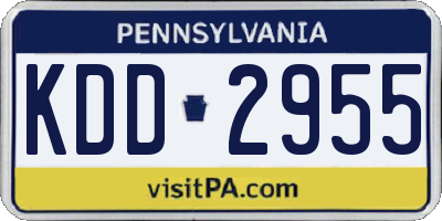 PA license plate KDD2955