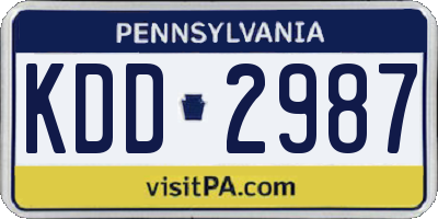 PA license plate KDD2987