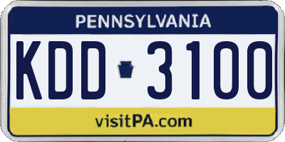 PA license plate KDD3100