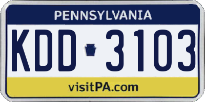 PA license plate KDD3103