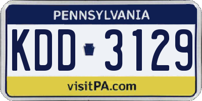 PA license plate KDD3129