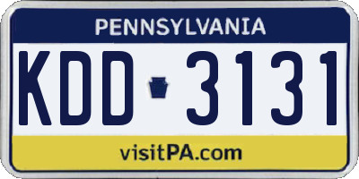 PA license plate KDD3131