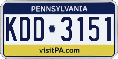 PA license plate KDD3151