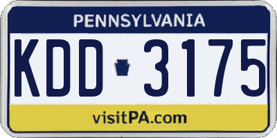 PA license plate KDD3175
