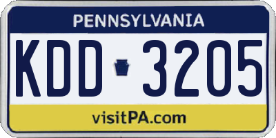 PA license plate KDD3205
