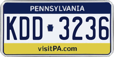 PA license plate KDD3236