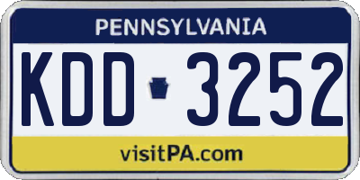 PA license plate KDD3252