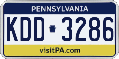 PA license plate KDD3286
