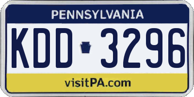 PA license plate KDD3296