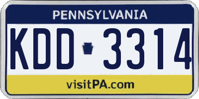 PA license plate KDD3314