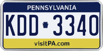 PA license plate KDD3340