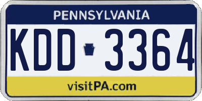 PA license plate KDD3364