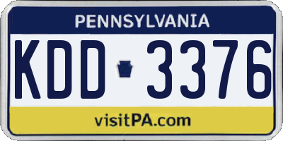PA license plate KDD3376