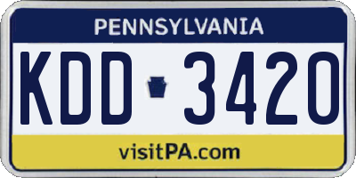 PA license plate KDD3420