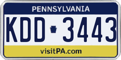 PA license plate KDD3443