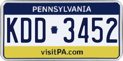 PA license plate KDD3452