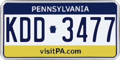 PA license plate KDD3477
