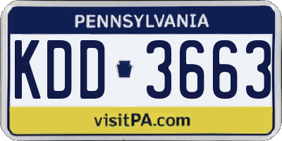 PA license plate KDD3663