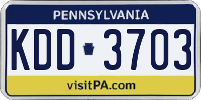 PA license plate KDD3703