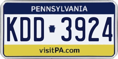 PA license plate KDD3924