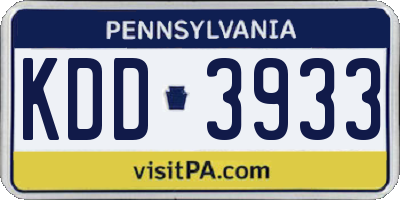PA license plate KDD3933