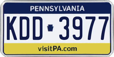 PA license plate KDD3977