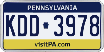 PA license plate KDD3978