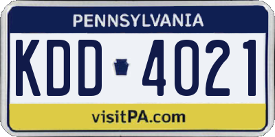 PA license plate KDD4021