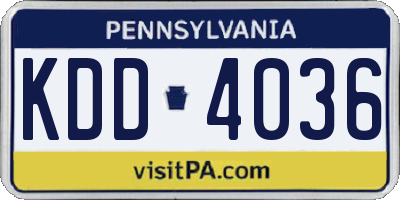 PA license plate KDD4036