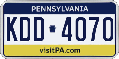 PA license plate KDD4070