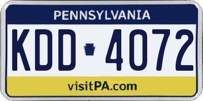 PA license plate KDD4072