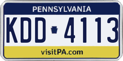 PA license plate KDD4113